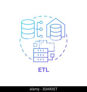 ETL blue gradient concept icon Stock Vector