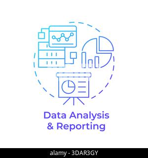 Data analysis and reporting blue gradient concept icon Stock Vector