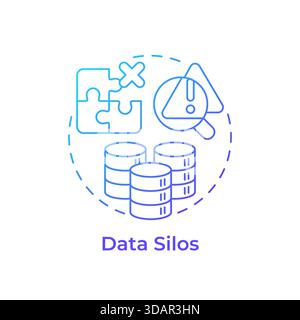 Data silos blue gradient concept icon Stock Vector