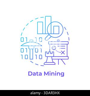 Data mining blue gradient concept icon Stock Vector