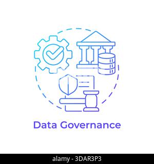 Data governance blue gradient concept icon Stock Vector