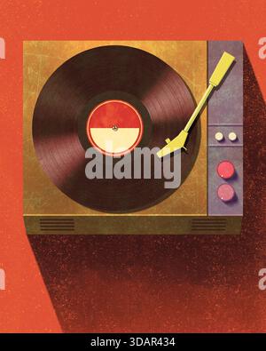 Retro Turntable Vintage Vinyl Record Player Stock Photo - Alamy