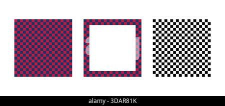 Checkers frame, border in line art style geometric seamless pattern. Stock Vector