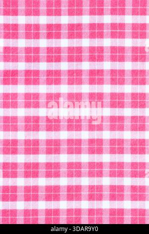 Pink Plaid Fabric background textured Stock Photo