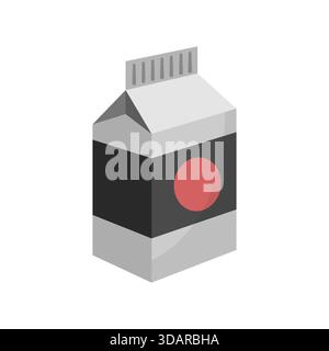 Cardboard bag. Paper milk packaging illustration. Yogurt, juice pack. Cartoon Vector icon. Flat design Stock Vector