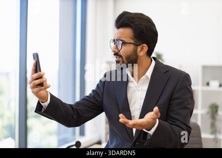 Arab Businessman on a Video Call Stock Photo