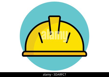 Hard hat icon. colored outline icon style. icon related to safety helmet. work safety elements vector illustration Stock Vector