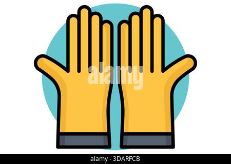 Safety gloves icon. colored outline icon style. icon related to hand protection. work safety elements vector illustration Stock Vector