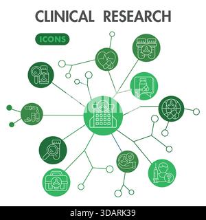 Clinical research symbols collection or sketches. medical test theme icons in line style signs for web and app. Vector graphics isolated on white back Stock Vector