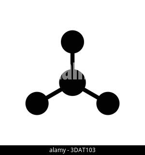 A simple black and white icon depicting a molecular structure, representing the fundamental concepts of science and chemistry for educational or illus Stock Vector