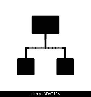 A simple black flowchart icon representing an organizational structure, ideal for illustrating business processes and management hierarchy in various Stock Vector