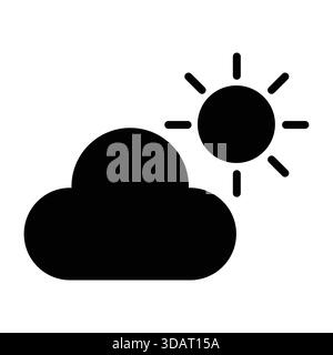 A simple yet striking icon depicting a sun behind a cloud, representing weather elements. Ideal for projects relating to climate, nature, and outdoor Stock Vector
