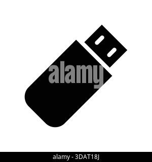 This minimalist black USB flash drive icon represents modern digital storage solutions, perfect for technology-related projects and designs focused on Stock Vector