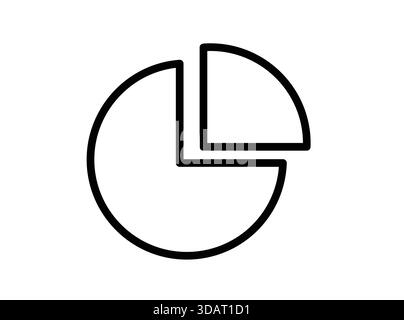 This image features a simple black and white circle diagram with a segmented slice, ideal for presentations, reports, or educational materials on data Stock Vector