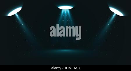 Teal Triple Futuristic Beam Light Background Stock Vector