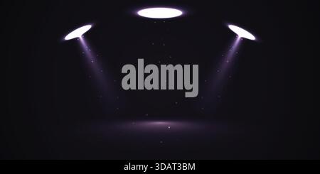 Dark Purple Dual Spotlight UFO Beam Stock Vector