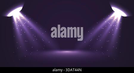 Purple Dual UFO Beam Light Background Stock Vector