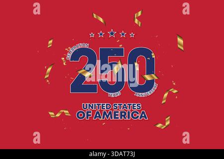 USA 250 Celebration Premium Style Banner. American Gold Accent Patriotic Background Stock Vector