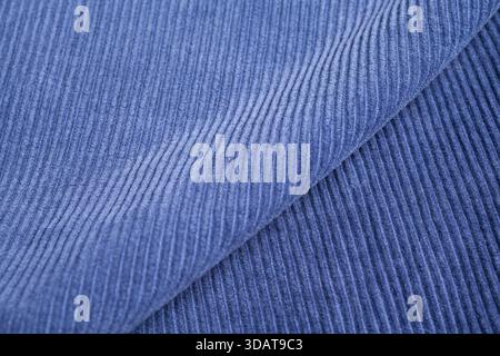 Blue ribbed corduroy texture background Stock Photo