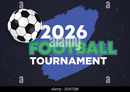 2026 Football Tournament Blue Splash Dynamic Sports Poster with Bold Text Stock Vector