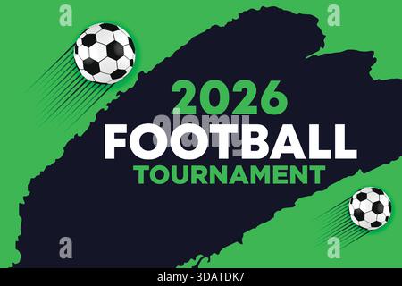 2026 Football Tournament Green Brush Style Modern Dynamic Sports Banner Stock Vector