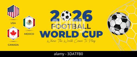 2026 Football World Cup Yellow Abstract Poster Stock Vector