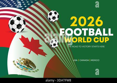 2026 Football World Cup Green Abstract Flag Design Stock Vector