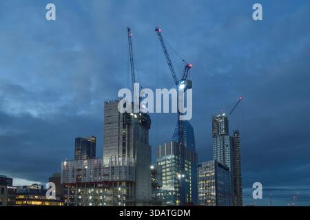 Construction tower cranes at 20 Blackfriars Road in Central London UK Stock Photo