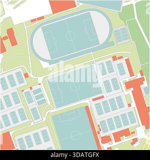 Fictitious cadastral map of the sports grounds Stock Photo