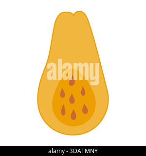 Pumpkin cut in half. Hand drawn pumpkin doodle. Thanksgiving and Halloween decoration. Vector illustration, flat design Stock Vector