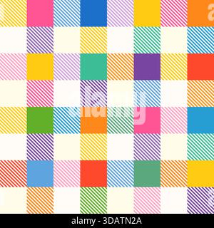 Colorful buffalo check vector seamless pattern, Cute plaid background for textile and kids designs Stock Vector