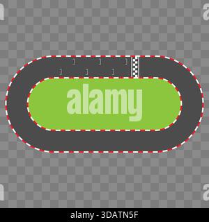 Oval racetrack layout with starting grid. Minimalist top view racing circuit design Stock Vector