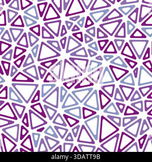 Triangles background design. Compact triangles size. Multiple colors style. Rounded triangular cells outlined. Repeatable pattern. Berry Fusion. Stock Vector