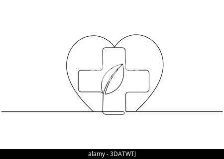 Medical shield continuous one line drawing minimalist white background vector illustration Stock Vector
