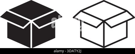Cardboard box icon in flat style. Package vector illustration on isolated background. Carton container sign business concept. Stock Vector