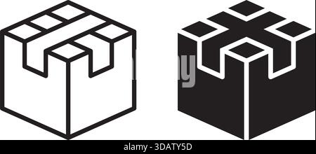 Cardboard box icon in flat style. Package vector illustration on isolated background. Carton container sign business concept. Stock Vector