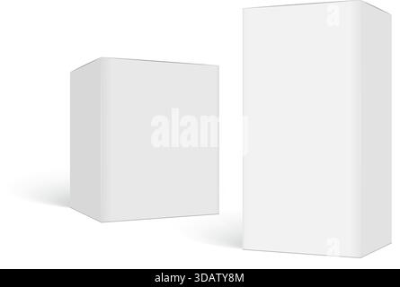Cardboard box mockup icon in flat style. Package mock up vector illustration on isolated background. Carton container sign business concept. Stock Vector