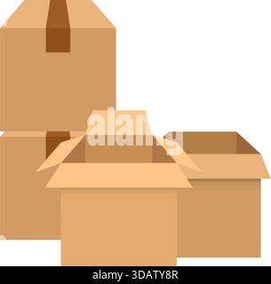Cardboard box icon in flat style. Package vector illustration on isolated background. Carton container sign business concept. Stock Vector