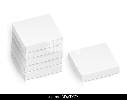 Cardboard pizza box mockup icon in flat style. Package mock up vector illustration on isolated background. Carton container sign business concept. Stock Vector
