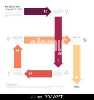 A dynamic multi-step infographic template with colorful arrows illustrating a process flow. This versatile multi-step infographic is perfect for prese Stock Vector