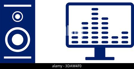 The high-quality sound is blue. speaker. sound, music. Stock Vector