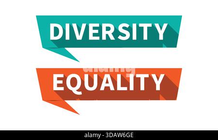 Diversity and equality speech bubbles representing inclusivity and fair treatment for all people in society. Stock Vector