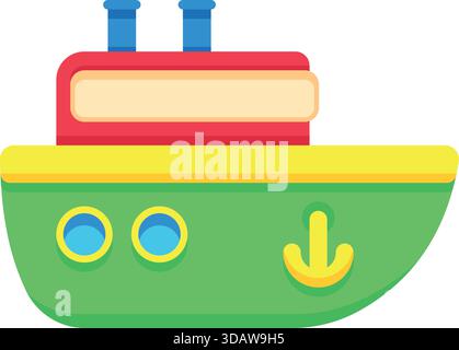 A cartoon boat with a red top and yellow bottom Stock Vector