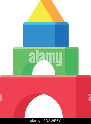 A colorful stack of blocks with a red brick on the bottom Stock Vector