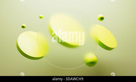 This abstract 3D background displays organic transparent shapes in green hues, creating a modern and captivating visual atmosphere. Stock Photo
