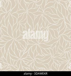 Abstract subtle beige batik floral seamless pattern. Vector illustration flat design background. Stock Vector