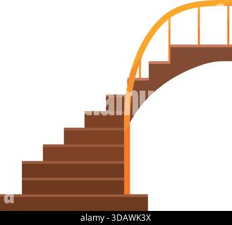 A wooden staircase with a yellow railing Stock Vector
