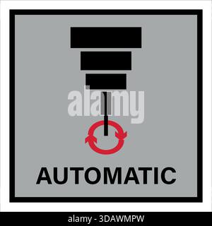 Automatic cnc machine spindle with rotating arrows symbol. Stock Vector