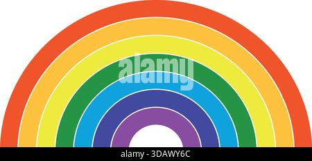 A rainbow is shown in full color, with each color being distinctly visible. The rainbow is curved and spans the entire width of the image. The colors Stock Vector