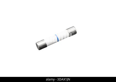 Ceramic electrical fuse isolated on white background Stock Photo
